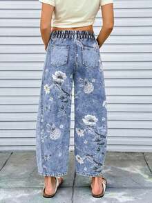 Jeans informales desgastados y desgastados, con ajuste de novio para mujer - Azul - Ver 2