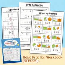 32 páginas Libro de ejercicios de fracciones matemáticas, libro de ejercicios para niños, materiales de aprendizaje de matemáticas, adecuado para el aprendizaje en el hogar y en el aula, ayuda de aprendizaje - Multicolor - Ver 3