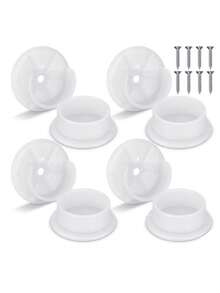1pc Plastic Wardrobe Rod Socket, White Wardrobe Rod Rack, Wardrobe Rod Bracket, Shower Rod Bracket, Closet Pipe Support, Bathroom - White - View 1