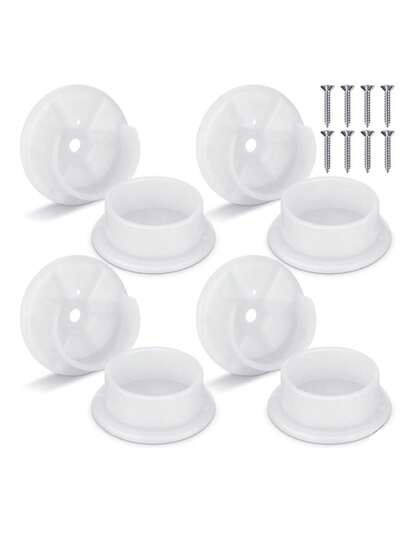 1pc Plastic Wardrobe Rod Socket, White Wardrobe Rod Rack, Wardrobe Rod Bracket, Shower Rod Bracket, Closet Pipe Support, Bathroom