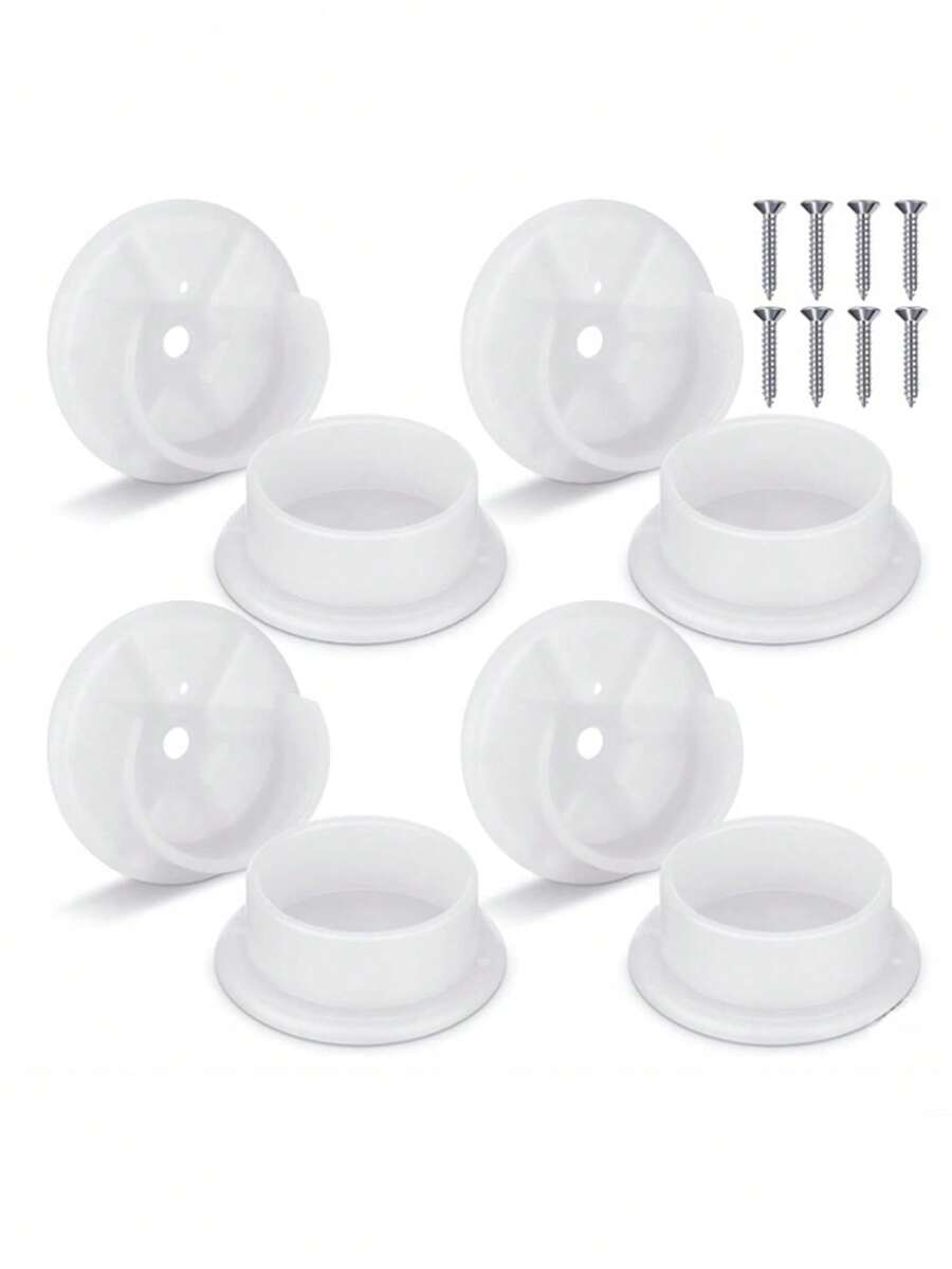 1pc Plastic Wardrobe Rod Socket, White Wardrobe Rod Rack, Wardrobe Rod Bracket, Shower Rod Bracket, Closet Pipe Support, Bathroom - White - View 1