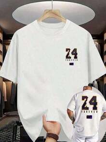 Casual Short-Sleeve T-Shirt, New For Summer 2026, Ribbed Crew Neck, Front And Back Print, Knit Fabric, Cool And Comfortable. Printed Short-Sleeve T-Shirt, With 24 Designs, Suitable For Outdoor Activities, Shirts, Clothing, Summer Sets, Summer T-Shirts, Graphic T-Shirt, St. Patrick's Day Outfit, Easter Outfits, Spring Clothing. - 白色的 - 查看 2