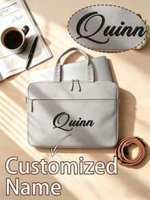 Customizable Personalized Embroidered Text Laptop Shoulder Bag, Suitable For 14/15 Inch Laptop Or Tablet, Made Of Fashionable Durable Waterproof Fabric, Lightweight Design, Suitable For Business, Casual Or School Use - Multicolor - View 1