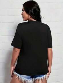 1 pieza Camiseta de manga corta con cuello redondo "Mamá Orgullosa de un Graduado 2026", 180g 100% algodón, los diseños están impresos. Unisexo. - Negro 6 - Ver 2