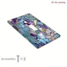 1pc [2D Printed] Glass Painting Lotus Flower Pattern Light Switch Panel, Luxury Design Suitable For Bedroom, Kitchen And Home, Unique Room Decor Accessory - Multicolor - View 12