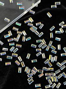 30入 2*4mm 亮銀色長方形鋯石高品質美甲水鑽,5A級迷你平底美甲飾品鑽石,美甲裝飾配件美甲寶石 - 白色 - 查看 4