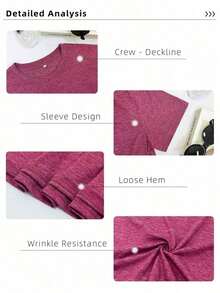 Summer TopsDouble-Sided Printed Colored Cotton T-Shirt  Comfortable, Stylish With Minimalist Design, Casual & Versatile, INS Style Sunflower And Butterfly Design 100 Percent Cotton Graphic T ShirtsLoose And Comfortablesummer - 酒紅色 - 查看 3