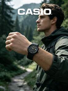 Casio Unisex Classic Quartz Watch, Black Resin Strap, Black Dial With Gold Markers, Date Display, Lightweight Casual Sports Watch, Minimalist Daily Style For Men And Women, Suitable For Birthday, Party, Outdoor, Travel, School, Office - Black - View 3