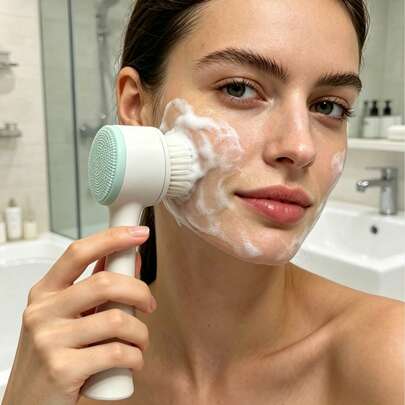2-In-1 Silicone Facial Cleansing Brush, Soft Bristle Face Exfoliating Brush, Double-Sided Cleansing Tool, Ultra Soft Deep Pore Cleansing Silicone Exfoliating Brush For Massage, Makeup Removal, Skincare, Deep Pore Cleansing And Gentle Exfoliation, Manual Cleansing Massage Tool
