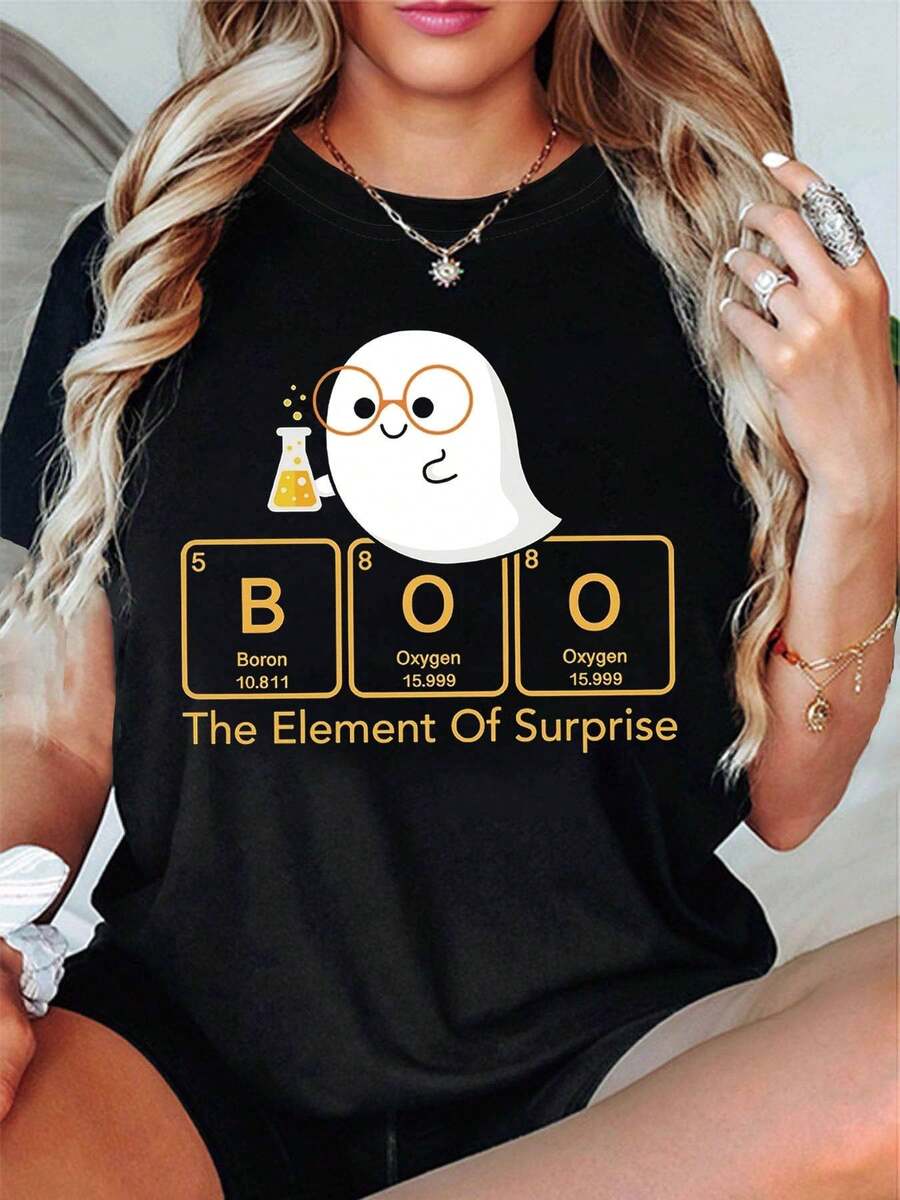 Camiseta de Mujer para Exteriores, Casual, para Salidas Diarias, con Estampado de Fútbol, Verano, Cómoda, Estilo Elegante para Parejas, Estilo Personalizado para el Trabajo, Estilo Casual a la Moda, Corte Regular, Tops para Mujer - Negro - Ver 1