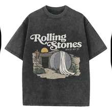 One Unisex Loose-Fitting T-Shirt With A Crew Neck And Short Sleeves, Featuring A Distressed Effect And A Y2K-Style Design. Made From 100% Cotton (220g), This Casual And Versatile Style Is Perfect For Streetwear, Everyday Wear, Camping, Concerts, And Hip-Hop, Rock, And Rap Events. It Features A Star Print And Is An Ideal Choice. - 黑色 - 查看 1