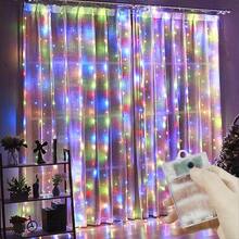 LED Curtain String Lights For Wedding Party Backdrop Decor, 8 Lighting Modes, Battery Powered, Suitable For Bedroom, Garden, Stage, Proposal, Birthday, Christmas, Halloween And Other Festive Lighting Decoration - AA Battery Box Curtain Light - View 27
