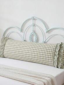 1pc Soft Green Plaid Pattern Long Pillowcase, Made Of Soft And Comfortable Polyester Fabric. Suitable For Bedroom And Living Room, Essential Home Decor For All Seasons, Simple Decoration, Must-Have Home Accessory, Suitable For Spring And Summer Use - Green - View 8