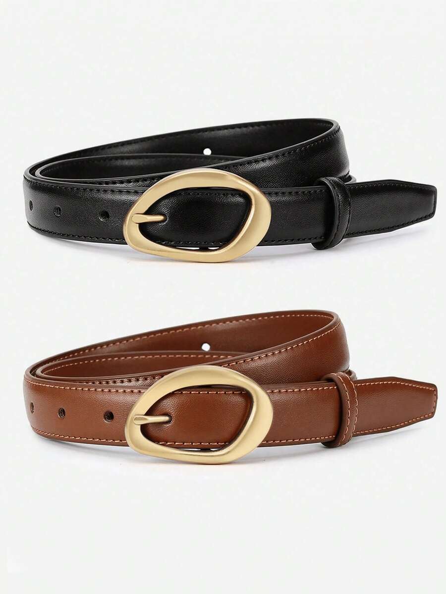 1/2pcs Niche Korean Style Versatile Decorative Belt, Fashion Snug Fit PU Leather Belt, Matches Jeans And Girl's Pants, Suitable For Teenagers And Adults, A Versatile Accessory To Enhance Outfit Personalized - Multicolor - View 1