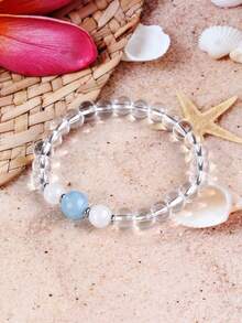 YAUKIA Pulsera de limpieza natural de moda, cuentas de cristal de selenita y torre amarilla, pulsera de fertilidad, abundancia y riqueza, equilibrio, paz y armonía, longevidad, joyería de yoga y meditación, regalo para mujeres y hombres, ideal para uso diario - Multicolor - Ver 5