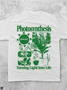 Camiseta retro de Photosynthesis, camiseta vintage de los 90s con diseño de ciencia botánica Y2K, camiseta de biología vegetal con estampado de flores silvestres, regalo ecológico para amantes de la naturaleza. - Blanco - Ver 1