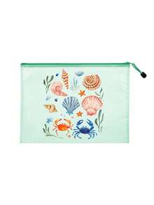 Multi Color Waterproof Fashionable Mesh Beach Bag, Colorful "Marine Creatures And Shells" Printed Makeup Bag, Beach Theme. Large Capacity Transparent Makeup Bag - Multicolor - View 14