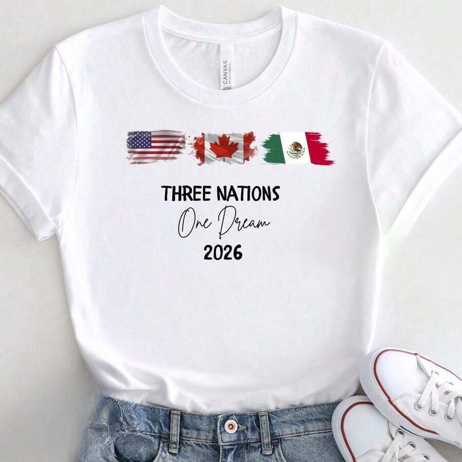 Camiseta de la Copa Mundial de México 2026, Diseño Gráfico Minimalista, Ropa para Fanáticos de EUA y Canadá - Blanco 7 - Ver 1