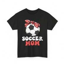 Camiseta para Mamá Futbolista con Moño Despeinado, Camiseta para Mujeres Amantes del Fútbol - Negro - Ver 1
