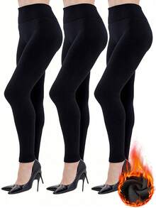 Bộ 3/2/1 quần legging nữ cạp cao lót lông cừu, co giãn cao, ôm sát, giúp kiểm soát vòng bụng, dài đến mắt cá chân, thích hợp mặc hàng ngày vào mùa thu và mùa đông. - Nhiều màu - Xem 8
