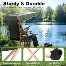VTOY - Silla de camping portátil con dosel, silla plegable con dosel, silla Oxford 600D duradera para camping, playa, picnic, pesca y portes - 1 paquete de verde oliva - Ver 7