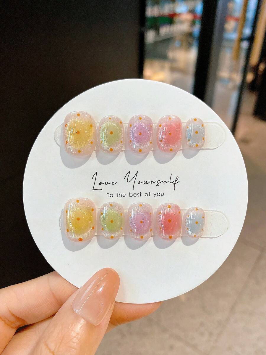 10pcs Handmade,Nail,Press On Nails,Valentine's Day,Gift,Spring And Summer Nails,Medium Long Nails, Pointed Nails,Summer Nail Design,Nails Press On,Press On Nails Short,Fake Nails,Short Nails,Press On Nails Acrylic,Handmade Press On Nails,Detachable And Reusable ﻿