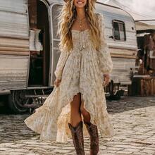 Women Maxi Dresses - Beige - View 2