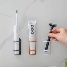 2pcs Wall Mounted Toothbrush & Makeup Brush Holder, No Drilling Toothpaste & Toothbrush Organizer, Razor Stand Storage Rack, Oral Care & Cosmetic Brush Holder, Bathroom Accessories, Suitable For Bathroom And RV Bathroom, Bathroom Essentials - Storage Rack - View 2
