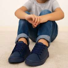 Boys' Comfortable Basic Lightweight School Sneakers - Blue/SolaBlue - View 2