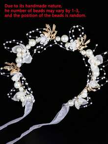 1pc White Flower & Faux Pearl Headband, Wedding Hair Accessory, Elegant Faux Pearl Tassel Hair Clip, Suitable For Women's Wedding, Bridesmaid, Party, Event,Travel,Birthday - Multicolor - View 5