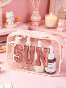 Túi đựng mỹ phẩm chống nước trong suốt SPF, túi đựng đồ vệ sinh cá nhân khóa kéo PVC, túi du lịch cầm tay SPF đính bông xốp, tùy chọn size nhỏ/lớn - Nhiều màu - Xem 14