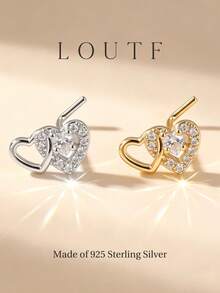 1 pièce Mini Clou de Nez en Forme de Cœur, Matériau en Argent Sterling 925, Bijou Délicat, Cadeau pour Filles, Décoration pour Port Quotidien - Cœur à cœur - Voir 4