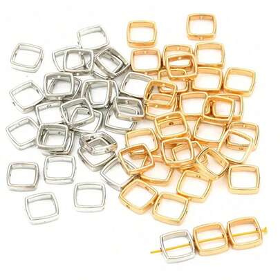 50 piezas Tapas de cuentas cuadradas de 14mm, Marcos de cuentas de CCB, para hacer joyas DIY, collares, pulseras, aretes, conectores de colgantes, con cuentas espaciadoras, accesorios de artesanía de joyería