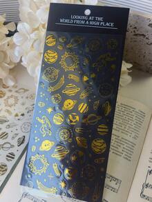 1pc Space Planet Theme PVC Gold Foil Sticker, DIY Collage Decorative Material - DT375 - View 7
