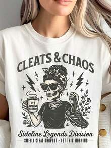 Camiseta de Mamá Futbolista con Estampado de Tacos de Fútbol y Esqueleto, Divertida, Leyendas de la Línea Lateral, Regalo con Humor para Mamá Futbolista, Camiseta de Colores Atrevidos y Cómodos, Juego D - Blanco 5 - Ver 7