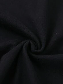 Camiseta Casual Versátil de Cuello Redondo para Mujer |   Nueva Camiseta de Manga Corta con Cuello Redondo, Estampada, Sencilla y Moderna, con Patrón de Lazo Bordado de Imitación, Cómoda, para Todas las Temporadas, Estilo Vintage Urbano, Unisex, de Algodón, Corte Holgado. - Negro - Ver 3