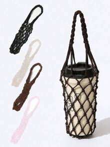 Portable Elastic Mesh Bag, Woven Coffee Cup Mesh Bag, Unisex, Reusable, Travel Storage Bag, Home Decor, Travel Vacation, Beach, Summer Holiday, Daily Outdoor, Fitness Sports, Gym, Back To School, Camping Essential Accessory - Multicolor - View 2