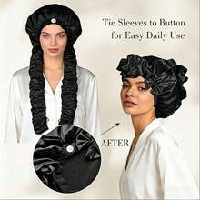 Satin Curl Sleeping Cap With Long Curl Strap, Suitable For Braids And Long Hair - Multicolor - View 5