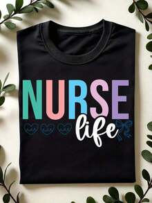 1 Nurse T-Shirt, Licensed Nurse T-Shirt, Matching Nursing Team T-Shirt, Short Sleeve School Nurse T-Shirts, Nurse Appreciation Gift, Nursing Graduate T-Shirts. CL-657180g 100% Cotton - 黑色 - 查看 8