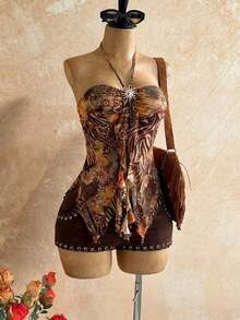Camiseta asimétrica con decoración de conchas marinas, adecuada para vacaciones en la playa, verano - Multicolor 2 - Ver 9