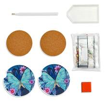 2pcs DIY Diamond Painting Car Cup Coasters, 2.8 Inch Anti-Slip Coasters, Universal Car Interior Decor, Shiny Feminine Style, Multipurpose For Car, Home And Office Desk - View 9