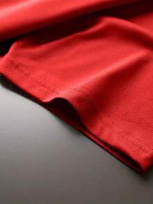 Women's Short-Sleeved T-Shirt With Round Neck, Front And Back Holiday Print, Casual Style For Spring/Summer, Comfortable And Versatile - 亮紅 - 查看 4