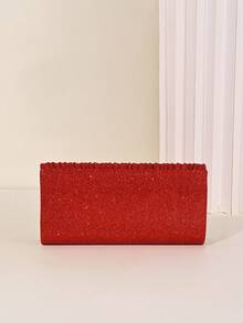 Clutch estilo sobre con cierre abatible, perfecto para fiestas de noche de mujeres, adecuado para bodas, recepciones de cóctel, graduaciones y diversos eventos. - Rojo - Ver 6