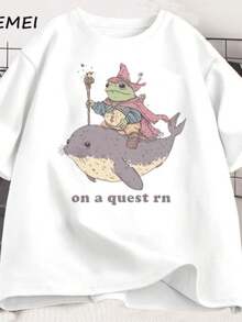 playeras de mujer 2026 On A Quest Right Now T-shirt Men Women Funny Weirdcore Sayings Tshirt Loose Round Neck Top Trendss Male Short-sleeved Tshirt - Blanco - Ver 1