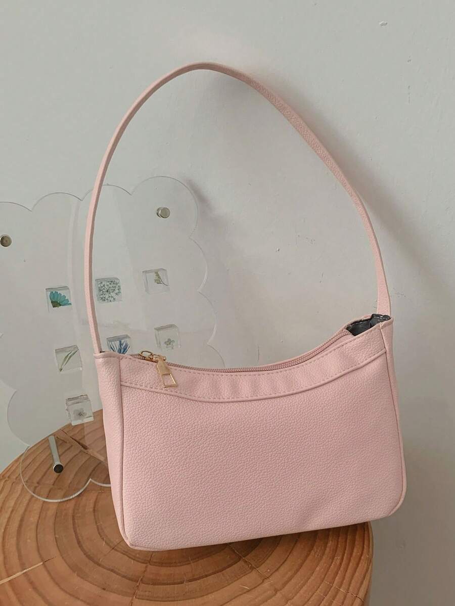 Bolso de red con flores y rosas para niña; Nuevo estilo de bolso de mano para cena; Bolso de hombro fresco y sencillo; Bolso de mano con flores - Rosa - Ver 1