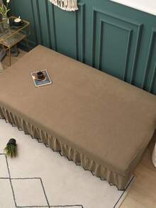 Solid Color Sofa Bed Cover, Polyester Elastic Full Wrap Sofa Slipcover, Suitable For Armless Sofa, Minimalist & Fashionable, Applicable For All Seasons - Camel - View 6