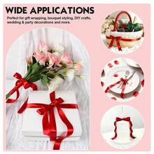 25 Yardas de cinta de satén de poliéster rojo festivo, textura suave mate de alta densidad, cinta decorativa hecha a mano DIY, lazo de embalaje de caja de regalo, lazo de envoltura de ramo de flores, decoración de fiesta de cumpleaños, cinta de satén versátil y larga - multicolor - Ver 7