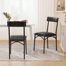 Metal And Wood Rectangular Table With 4 Upholstered Chairs,5 Piece Dining Table Set - Juego de dos sillas de comedor - Ver 4