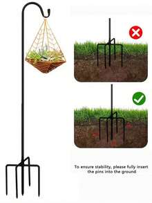 1 pieza Gancho de pastor de metal resistente al óxido ajustable con 3/5 puntas para insertar en el suelo, soporte colgante de alta resistencia para jardín, soporte exterior para patio, maceta de flores, comedero de pájaros, decoración floral de boda, regalo práctico para vacaciones - Nuevo modelo - Ver 4