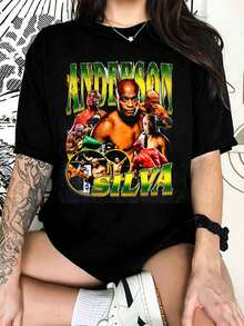 High-Quality Anderson Silva T-Shirt - Custom Vintage Design "The Spider" - Gift For MMA Fans - Adult And Children's Sizes - Black - View 1